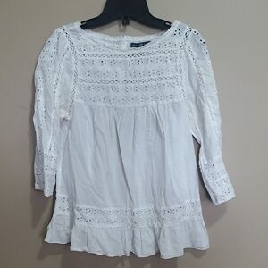 Gap White Eyelet Blouse Size Small